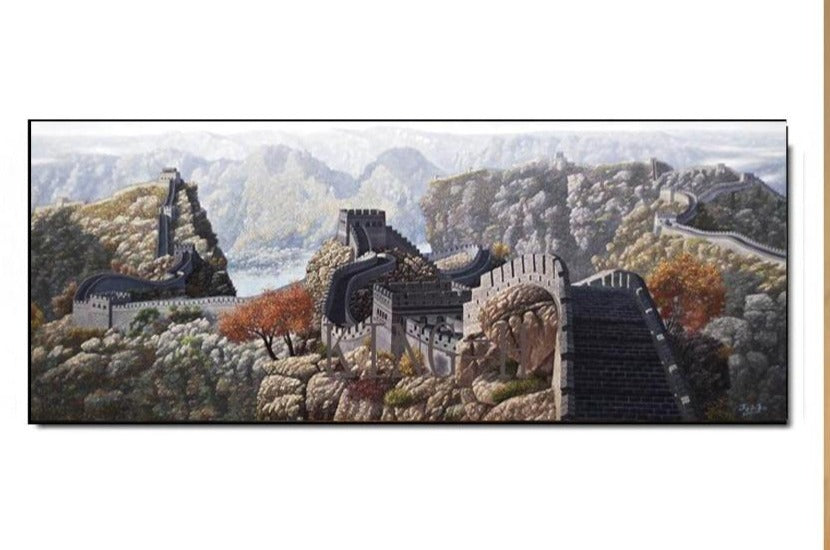 Special Wall Artwork Hand-painted Famous Chinese Landscape The Great Wall Oil Painting on Canvas Handmade Great Wall Painting