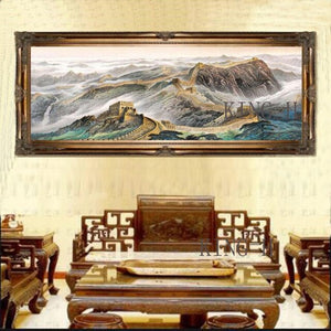 Special Wall Artwork Hand-painted Famous Chinese Landscape The Great Wall Oil Painting on Canvas Handmade Great Wall Painting