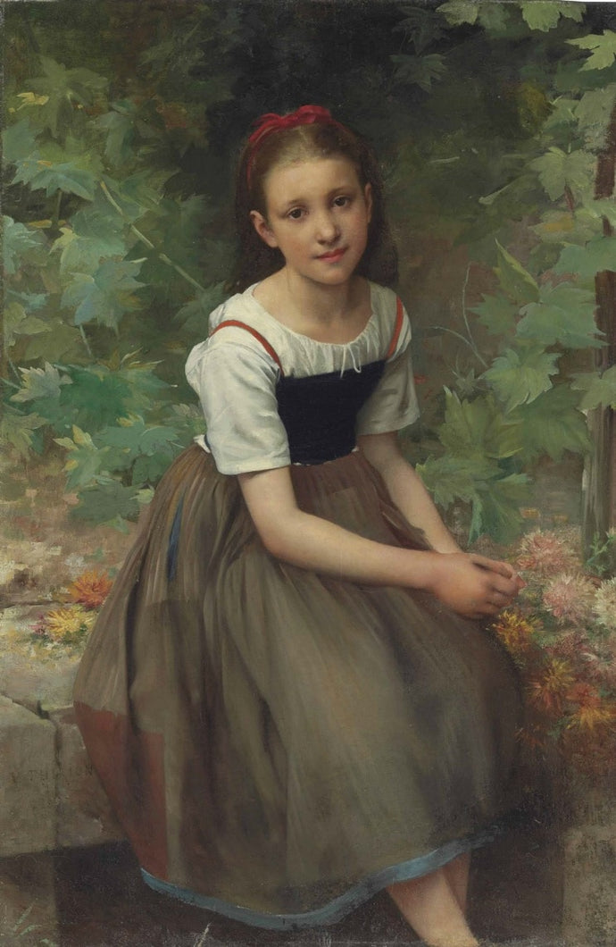 Handmade Oil painting reproduction Young Girl with Flowers by William Bouguereau