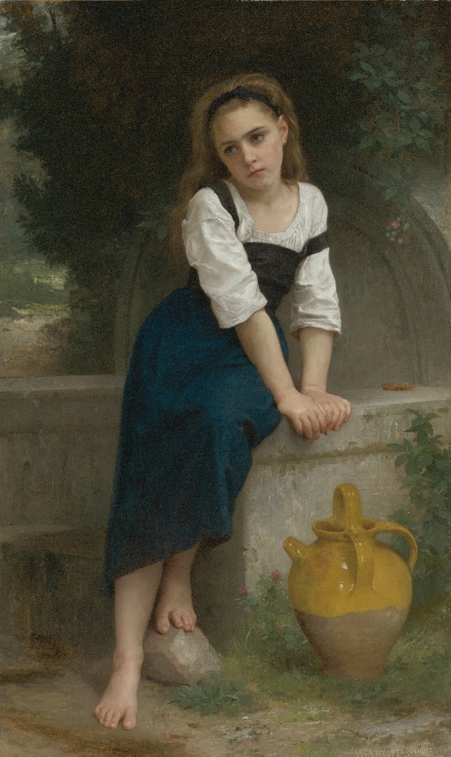 Handmade Oil painting reproduction Orpheline a la fontaine by William Bouguereau