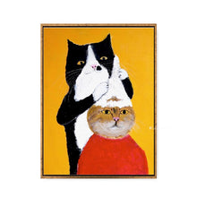 Load image into Gallery viewer, Cute Cat Animal Cartoon Posters and Handmade Canvas Painting Wall Art Pictures for Living Room Cuadros Home Decor