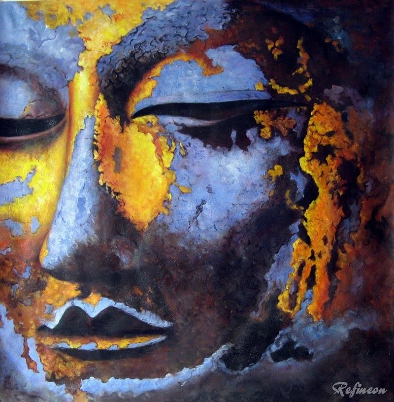 Handmade Buddha Oil Painting on Canvas Caturiddhipada