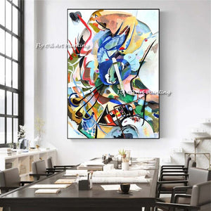 100% Handmade Oil painting Wassily Kandinsky Abstract Canvas Art Paintings Famous Artwork Wall Pictures for for sitting room
