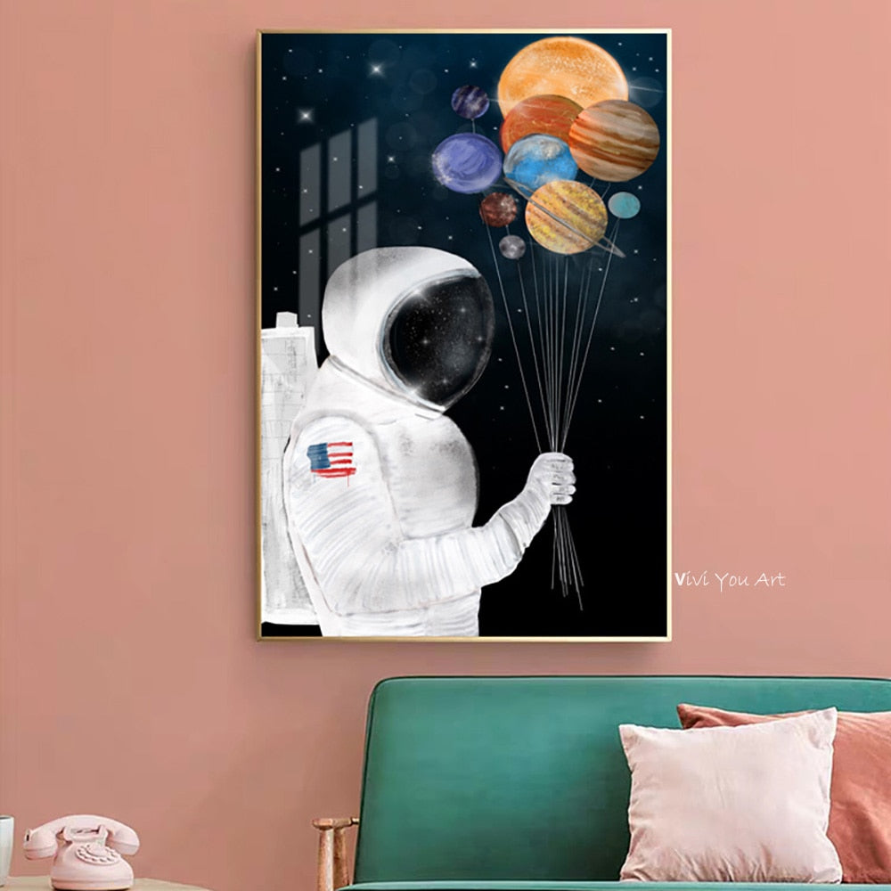 Astronaut Space Dreaming Stars Limit Oil Painting Canvas Wall Pictures for Living Room Posters and Handmade Home Decor
