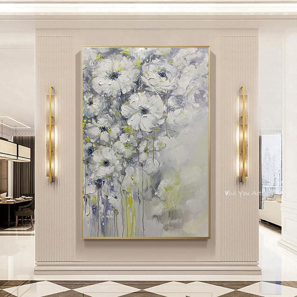 Flower With Dew Drops Nature Landscape Canvas Painting Posters And Handmade Flower Wall Art Picture For Living Room Decoration