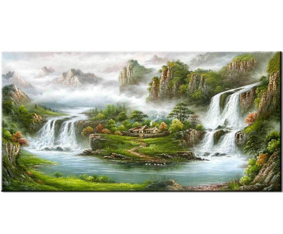 Handmade Modern Mountain Landscape Oil Painting On Canvas For Living Room Wall Decor Art Chinese Style Landscape Painting