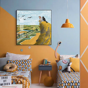 100% Handmade Cartoon Cafe Terrace at Night Van Gogh Creative Famous Painting Living Room Decoration Wall Home Decor Art