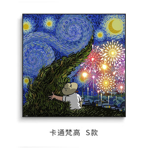 100% Handmade Creative Cartoon Van Gogh Famous Painting Star Night for Living Room Decoration Wall Home Decor Art