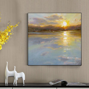 Modern Abstract Landscape Canvas Handmade Painting Pictures Posters And Sunset For Living Room Home Decoration Wall Art No Frame