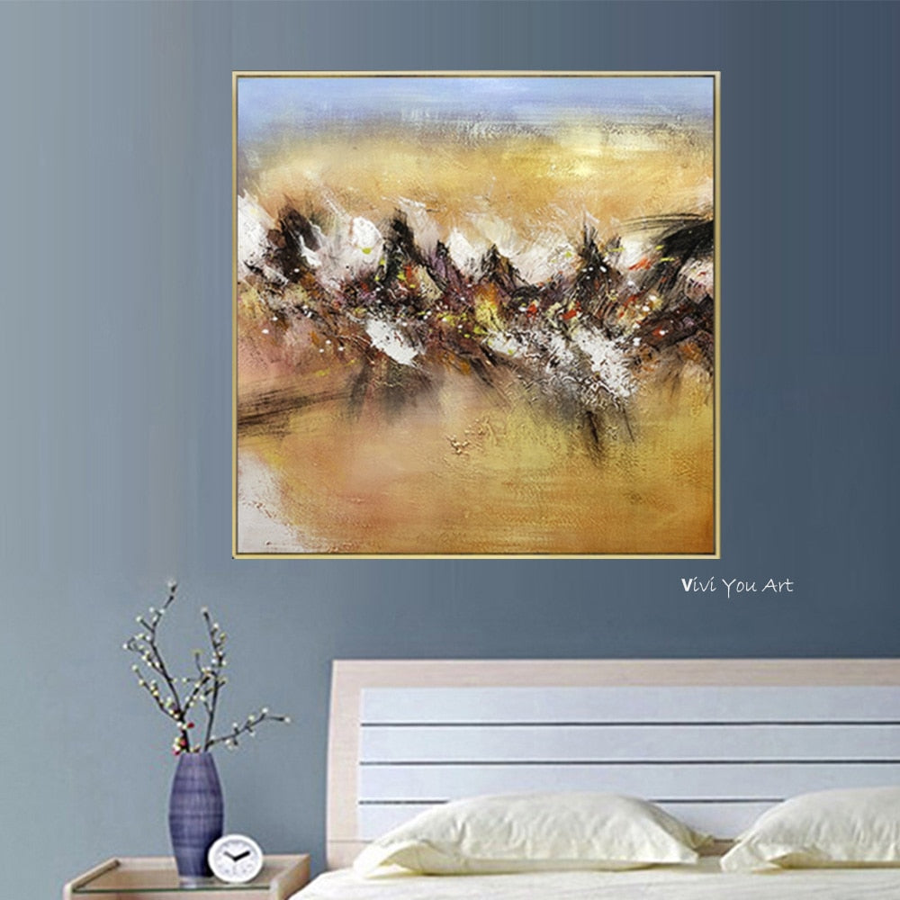 Modern Abstract Long Canvas Handmade Painting Pictures Posters And Prints For Living Room Home Decoration Wall Art No Frame