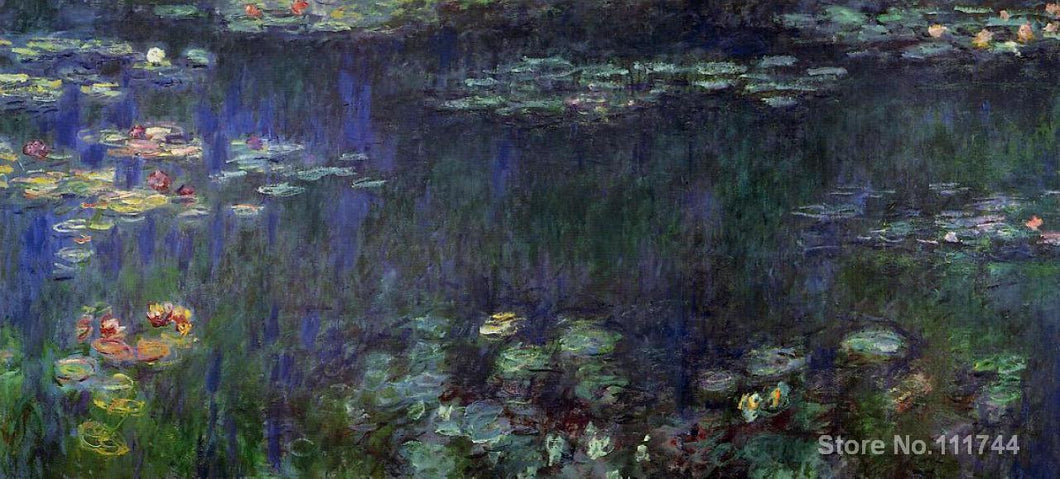 Wall art Water Lilies Green Reflection (left half) by Claude Monet oil paintings Handmade High quality