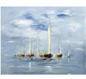 Hand-painted High Quality Abstract Decorative Boat Oil Painting On Canvas Modern Boat Canvas Painting Decoration