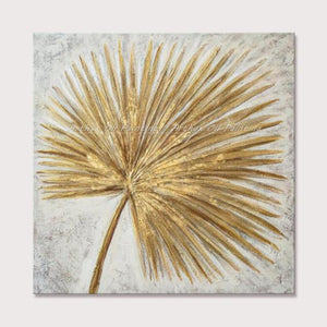 Hand Painted Golden Leaves Oil Paintings On Canvas Abatract Wall Pictures Pop Art Posters For Living Room Home Decoration