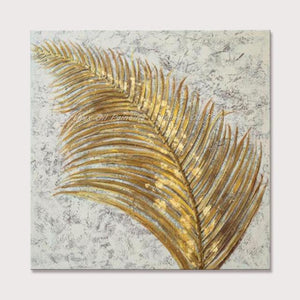 Hand Painted Golden Leaves Oil Paintings On Canvas Abatract Wall Pictures Pop Art Posters For Living Room Home Decoration