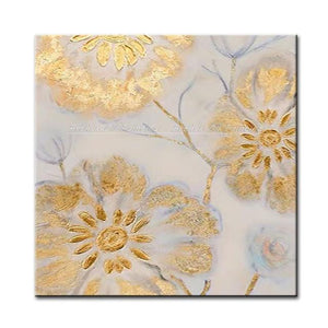 Hand Painted Golden Leaves Oil Paintings On Canvas Abatract Wall Pictures Pop Art Posters For Living Room Home Decoration