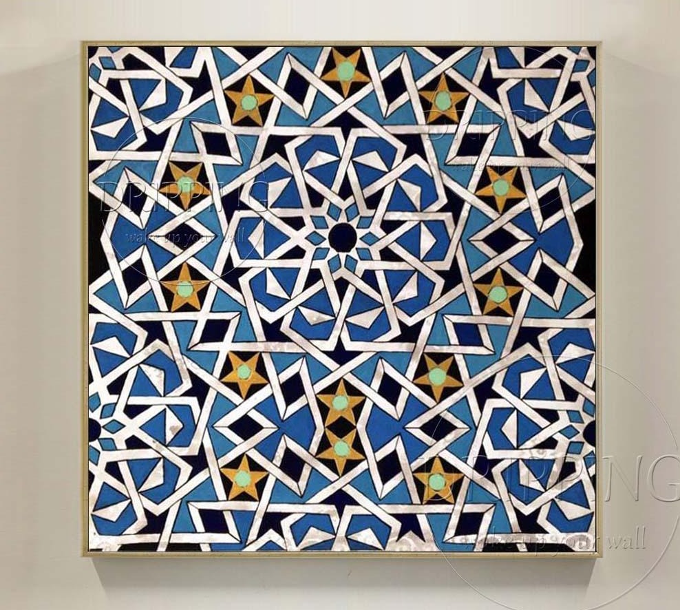 Artist Hand-painted High Quality Wall Art Painting Islamic Geometry Oil Painting on Canvas Unique Modern Geometry Oil Painting