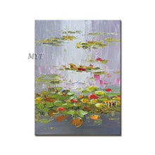 Load image into Gallery viewer, 100% Hand Painted Famous Old Master Monet Water Lily Flowers Oil Painting Reproduction Pure Oil Paintings Canvas Wall Decor Art