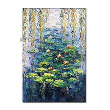 Load image into Gallery viewer, 100% Hand Painted Famous Old Master Monet Water Lily Flowers Oil Painting Reproduction Pure Oil Paintings Canvas Wall Decor Art