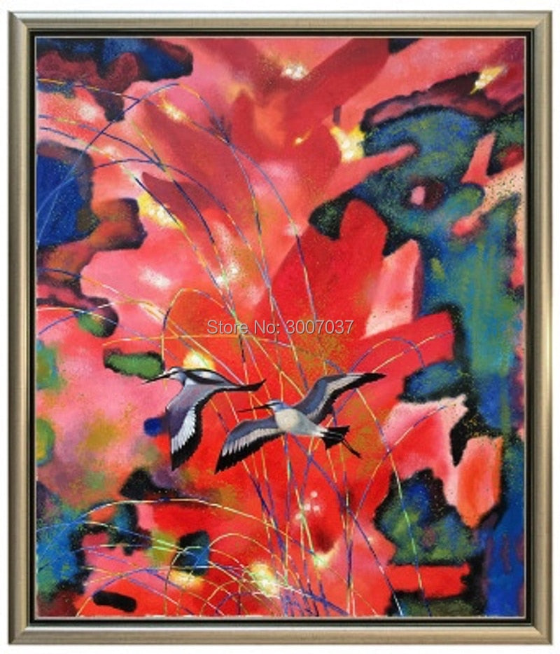 Big size Handmade Abstract Red Flower Canvas Painting Home Decor Hand Painted Oil Painting on Canvas