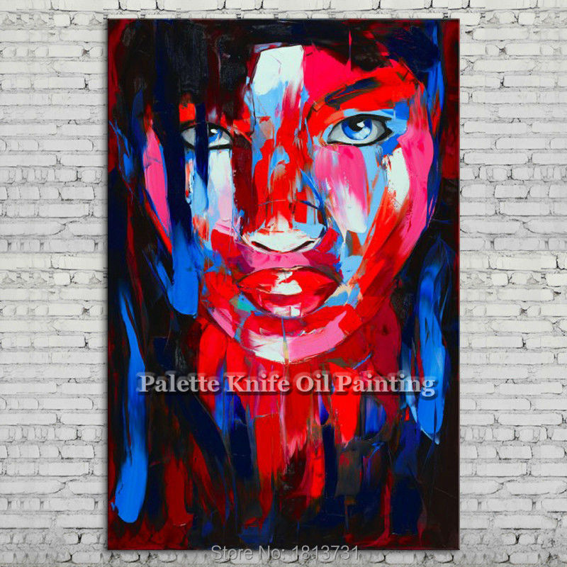 Hand painted Francoise Nielly Palette knife portrait Face Oil painting Character figure canva wall Art picture for living room18