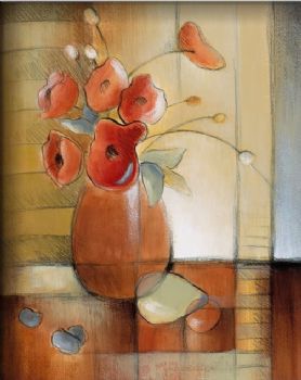 Hand Painted Oil Painting Afternoon Poppies-Floral Oil Painting Wall Art-Modern Oil Painting On Canvas Art Wall Decor