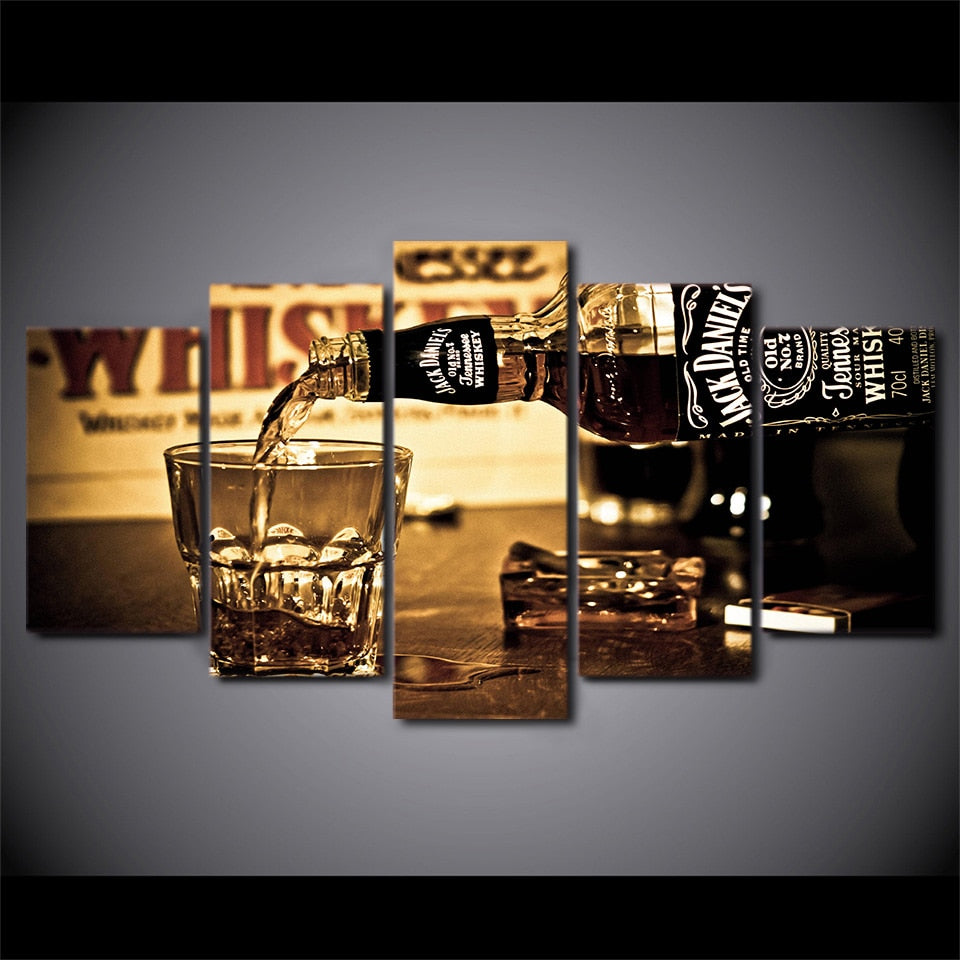 5 piece Canvas Painting  HD Printed The wine glass Art Home Decor for Living Room HD Printed