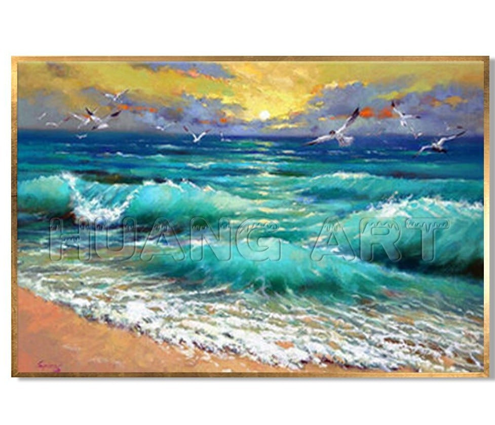 Skill Painter Handmade High Quality Sea Scenery Canvas Paintings Modern Seascape Oil Paintings Home Decorative Wall Art Picture