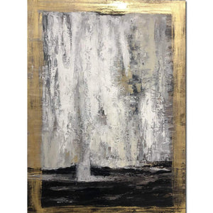 Extra Large Abstract Art Black White Gold Painting Handmade Oil On Canvas Golden Modern Rich Textured Artwork Wall Decor Gift