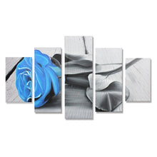 Load image into Gallery viewer, 5 Panels Large Handmade Hand Painted Oil Painting On Canvas Blue Rose Flower Wall Art Picture For Living Room Home Decor Unframe