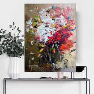 Handmade high quality thick knife abstract oil painting Red petals on Canvas Painting Picture Decor Oil Painting artwork