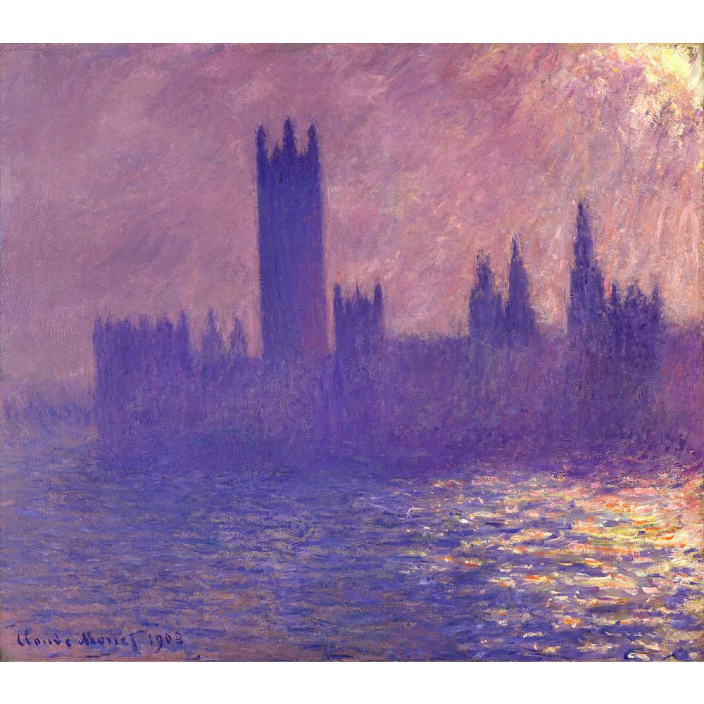 Houses of Parlilament, Sunlight Effect by Claude Monet Reproduction oil painting Canvas art Handmade High quality