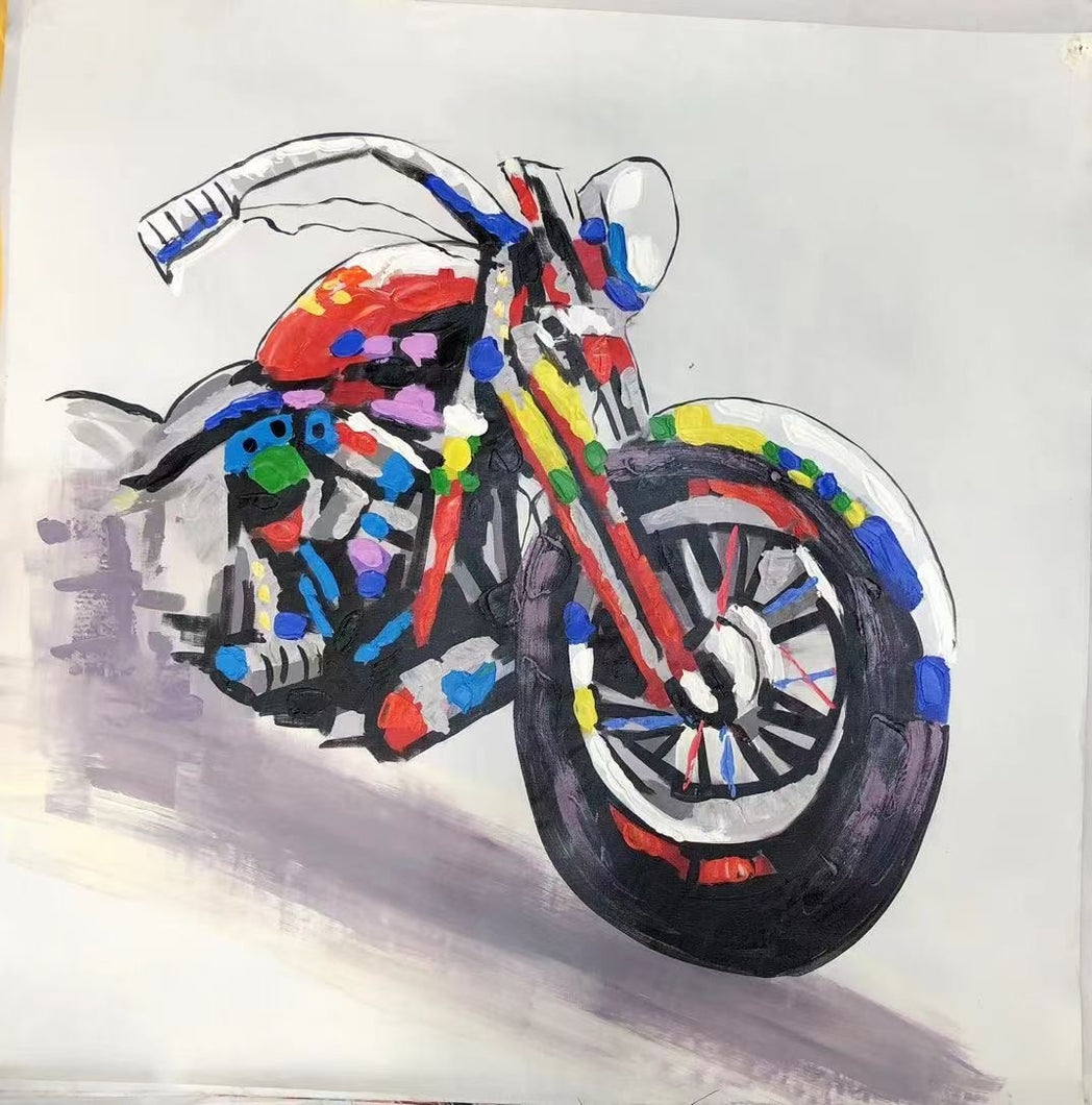 Colorful Handmade Oil Painting Motorcycle Living  Bedroom Restaurant Decoration Picture Wall Art Handmade Oil Painting