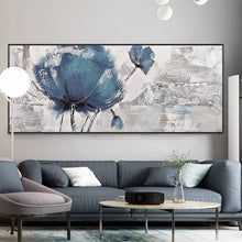 Load image into Gallery viewer, Blue Flower Nordic Picture Hand Painted Modern Abstract Oil Painting On Canvas Wall Art  For Living Room  Home Decor No Frame