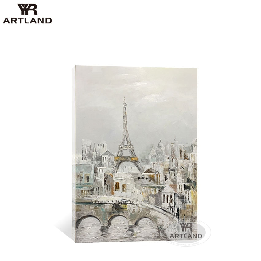 Handmade oil painting on canvas Eiffel Tower building city scenery picture for home wall decoration for lving room bedroom