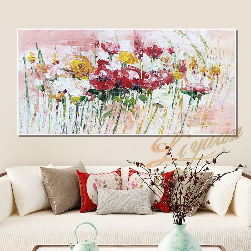 Knife flower abstract oil painting wall art home decoration picture hand painting on canvas 100% hand painted without border