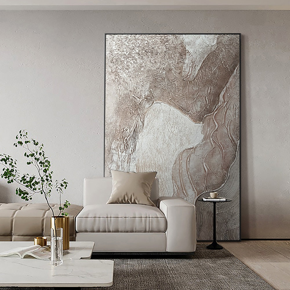 Modern Abstract Grey Canvas Painting Wall Decor Picture Art Hand-Painted Latest Design Oil Painting Thick Texture Abstarct Mural