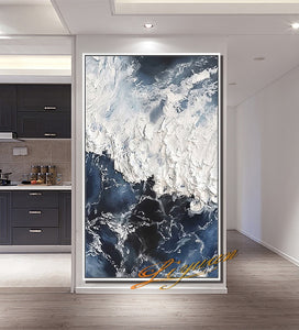 Abstract Knife 3D Wave Pictures Wall Art Hand Painted Oil Painting on Canvas Paintings For Living Room pictures Home Decoration