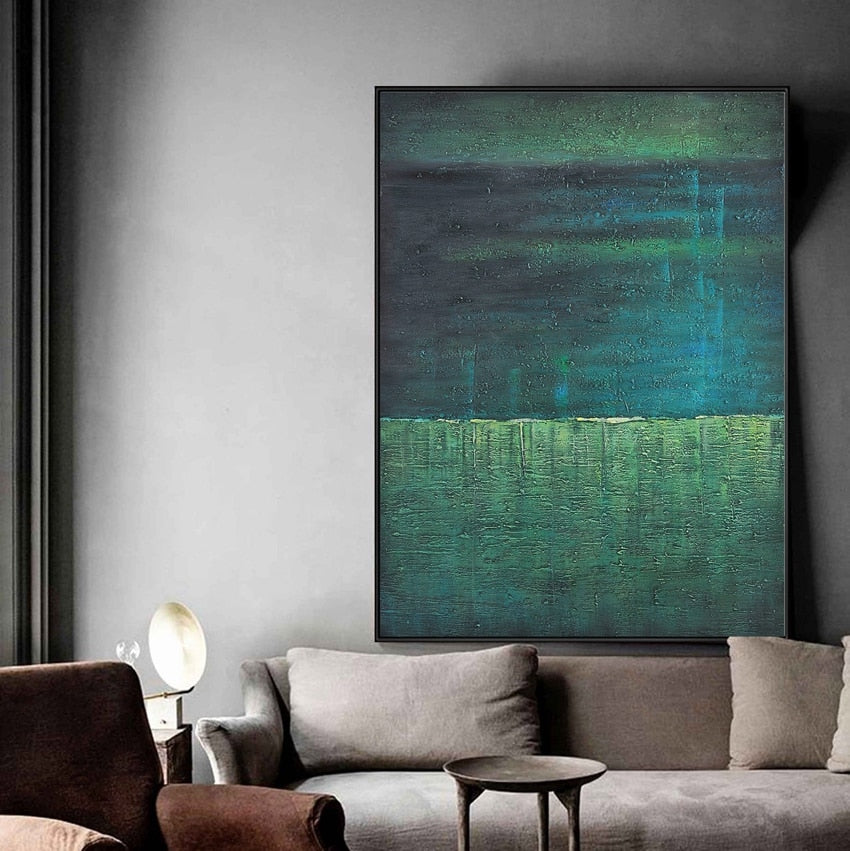 Color Abstract Painting In Dark And Light Green Wall Art Home Decor Handmade Picture Modern Oil Painting On Canvas Unframed
