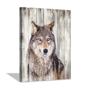 Hardy Gallery Gray Wolf Wall Art Print: Wild Animal Artwork Painting Picture on Canvas for Living Room Decor (24'' x 18'')