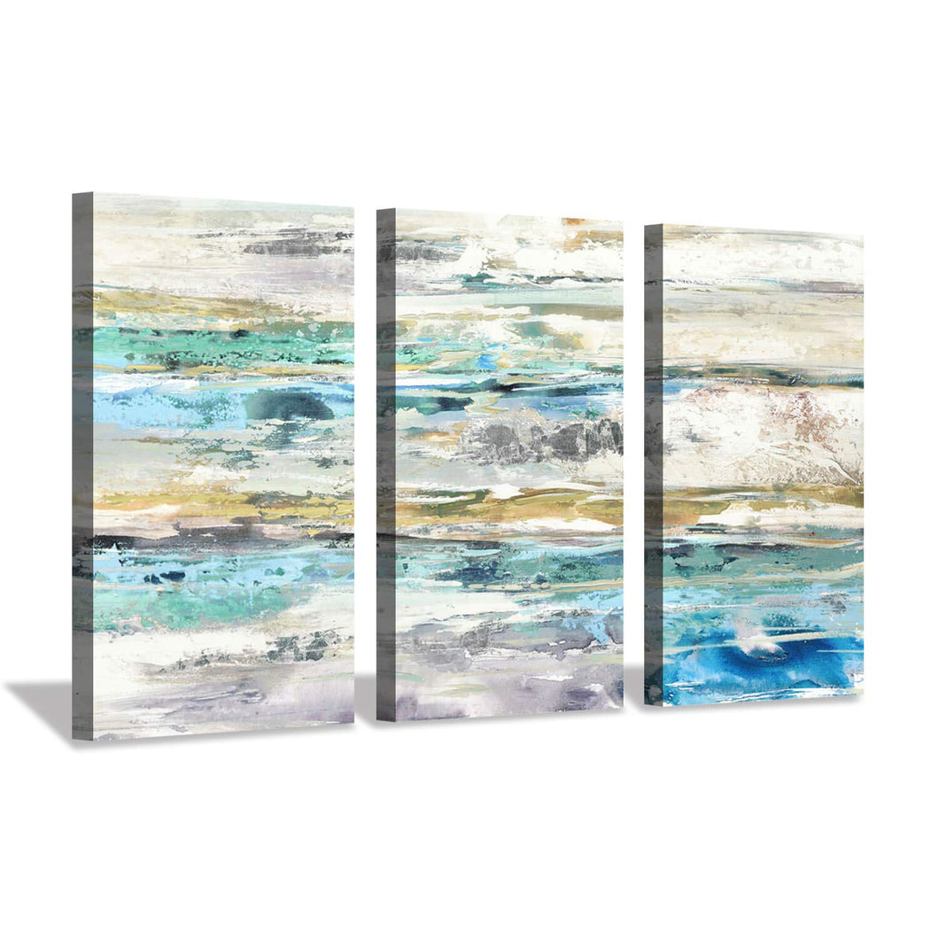 Hardy Gallery Abstract Seascape Coastal Artwork: Sea Silver Foil Print on Canvas for Wall Decor