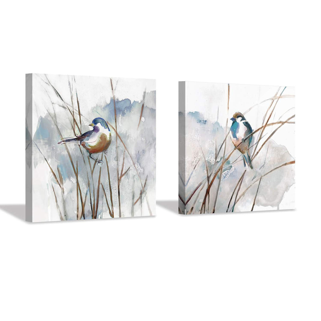 Hardy Gallery Abstract Bird Picture Wall Art: Animal Birds on Reed Artwork Painting on Canvas for Living Room