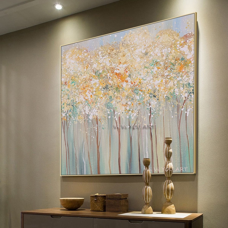 Orange White Flower Poster Personality Fashion Abstract Handmade Canvas Art Painting Wall Picture Modern Living Room Decor