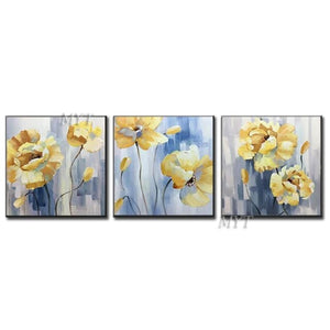 Abstract  Yellow Flowers Home Decorative Canvas Wall Art Handmade Oil Painting Group Painting Canvas Art Modern Unframe