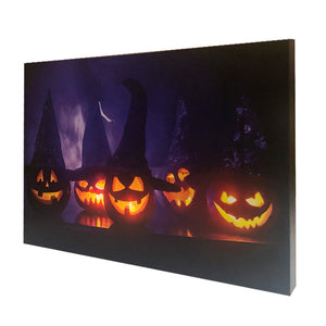 Halloween Pumpkin Wall Art Canvas Framed LED Induction Light Painting