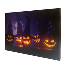 Load image into Gallery viewer, Halloween Pumpkin Wall Art Canvas Framed LED Induction Light Painting