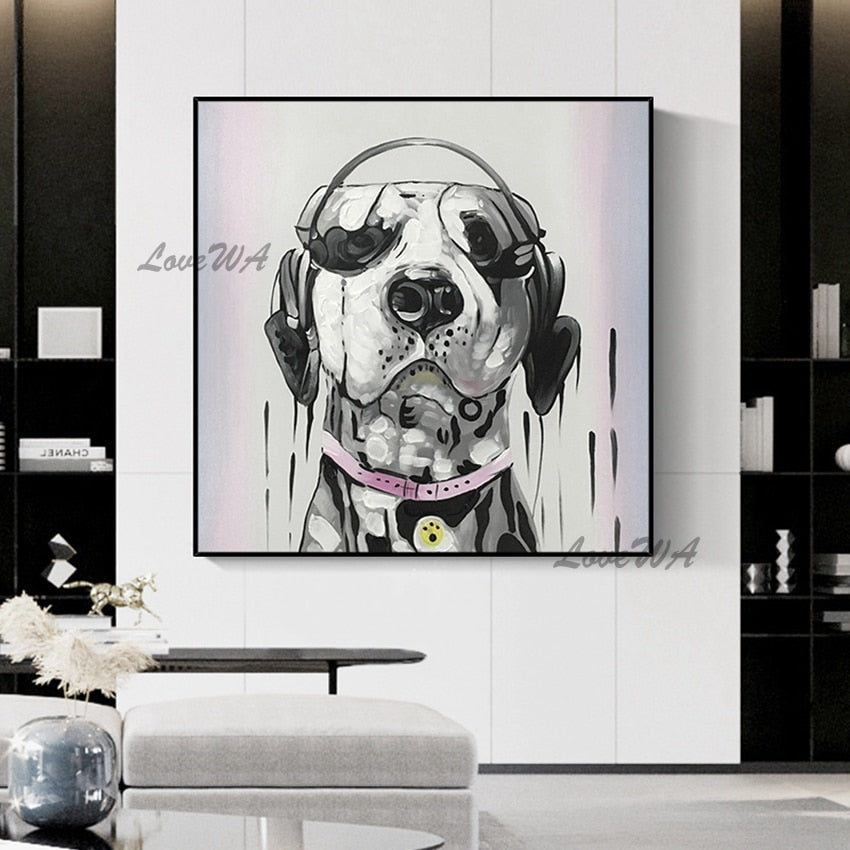 Cool Picture Of A Dalmatian With Sunglasses And Headphones Modern Home Good Wall Art Canvas Painting Unframed Artwork Painting