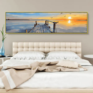 New 30x120cm DIY Painting By Numbers Sunset Landscape Kits Oil Painting Paint By Numbers Wall Art Picture Bedroom Home Decor