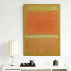 Mark Rothko Hand Painted Orange Color Abstract Oil Painting for Home Decor Handmade Yellow Canvas Painting Modern