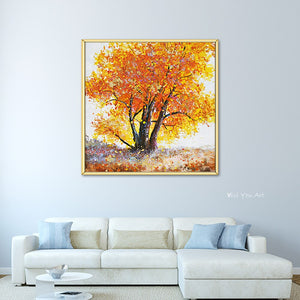 Golden Tree Abstract Canvas Painting Wall Art Handmade Poster Picture Decorative Painting Living Room Home Decoration