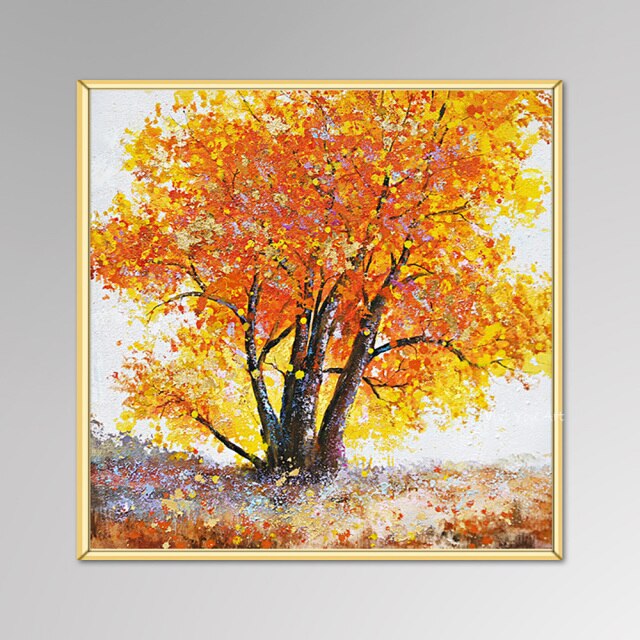 Golden Tree Abstract Canvas Painting Wall Art Handmade Poster Picture Decorative Painting Living Room Home Decoration